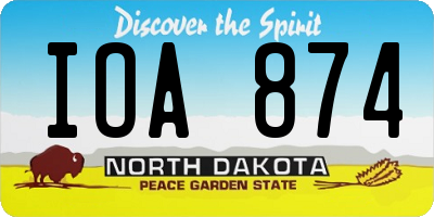 ND license plate IOA874