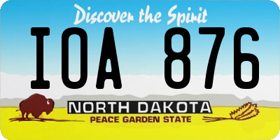 ND license plate IOA876
