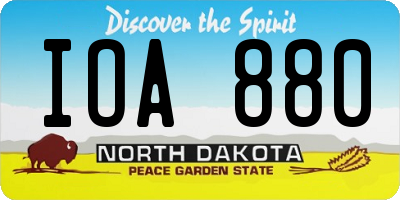 ND license plate IOA880