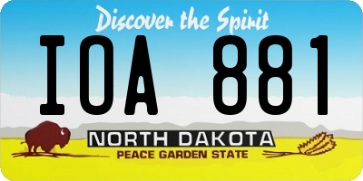 ND license plate IOA881
