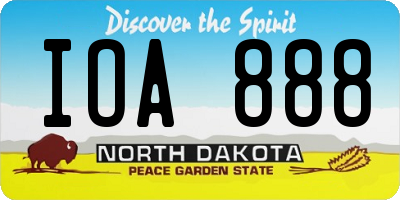 ND license plate IOA888