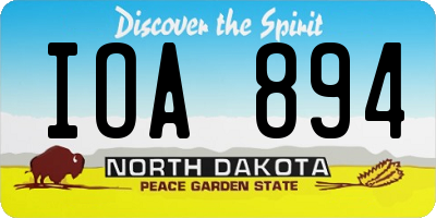 ND license plate IOA894