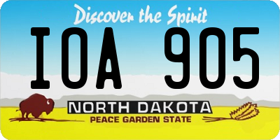 ND license plate IOA905