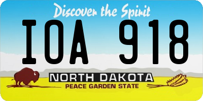 ND license plate IOA918