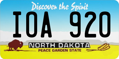 ND license plate IOA920