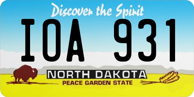 ND license plate IOA931