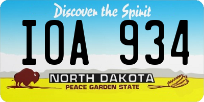 ND license plate IOA934