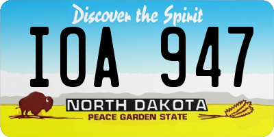 ND license plate IOA947