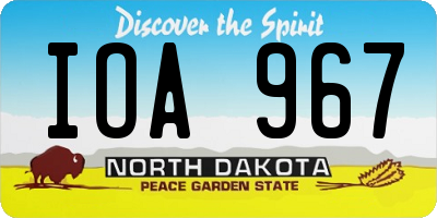 ND license plate IOA967