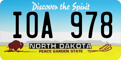 ND license plate IOA978