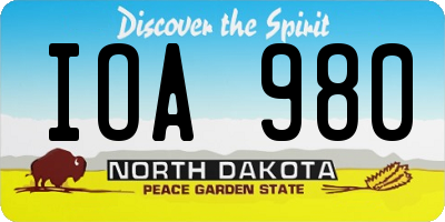 ND license plate IOA980