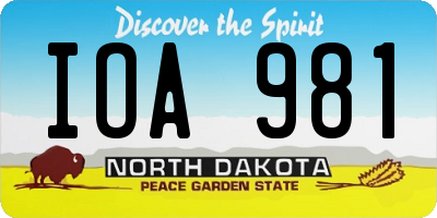 ND license plate IOA981