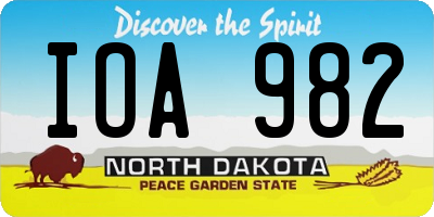 ND license plate IOA982