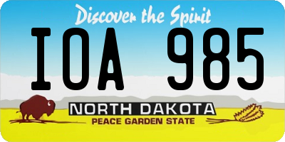 ND license plate IOA985