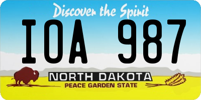 ND license plate IOA987