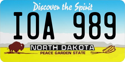 ND license plate IOA989