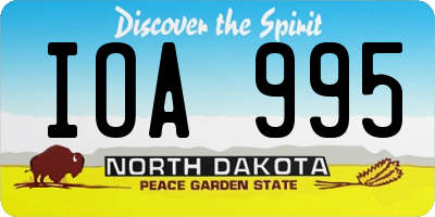 ND license plate IOA995