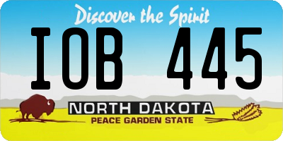 ND license plate IOB445