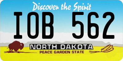 ND license plate IOB562