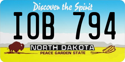 ND license plate IOB794