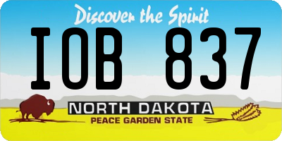 ND license plate IOB837
