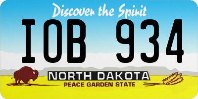 ND license plate IOB934