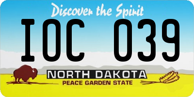 ND license plate IOC039