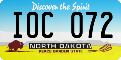 ND license plate IOC072
