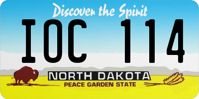 ND license plate IOC114