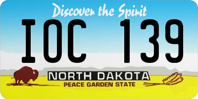 ND license plate IOC139