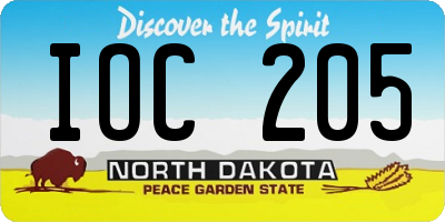 ND license plate IOC205