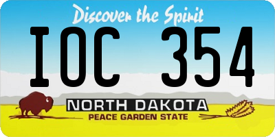 ND license plate IOC354