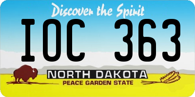ND license plate IOC363