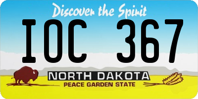 ND license plate IOC367