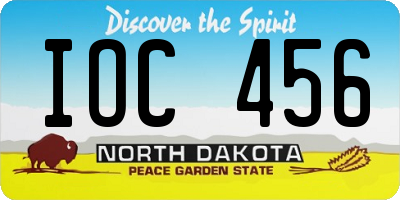ND license plate IOC456