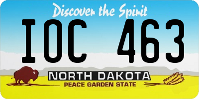 ND license plate IOC463