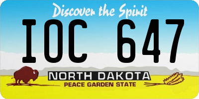 ND license plate IOC647