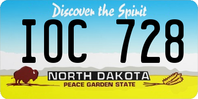 ND license plate IOC728