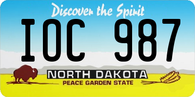 ND license plate IOC987