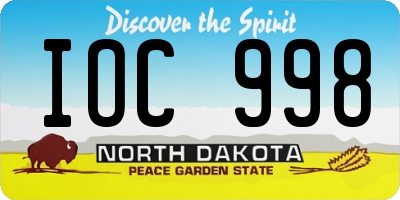 ND license plate IOC998