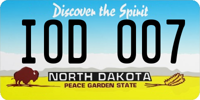 ND license plate IOD007