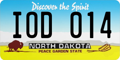 ND license plate IOD014