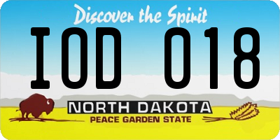 ND license plate IOD018