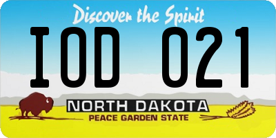 ND license plate IOD021