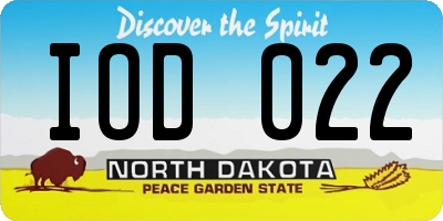 ND license plate IOD022