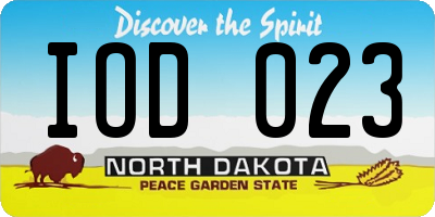 ND license plate IOD023