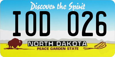 ND license plate IOD026