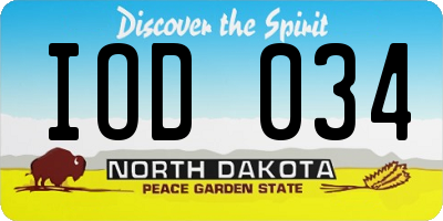 ND license plate IOD034