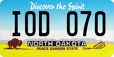 ND license plate IOD070