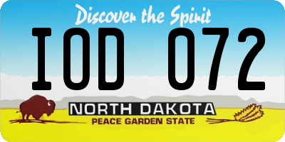 ND license plate IOD072